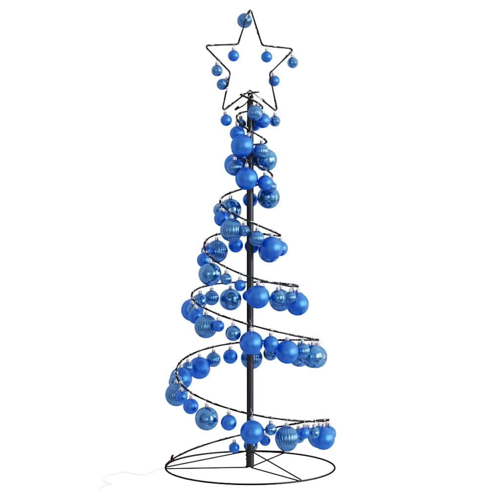 Albero di Natale a LED con Palline 80 LED Bianco Caldo 120 cm 3318552
