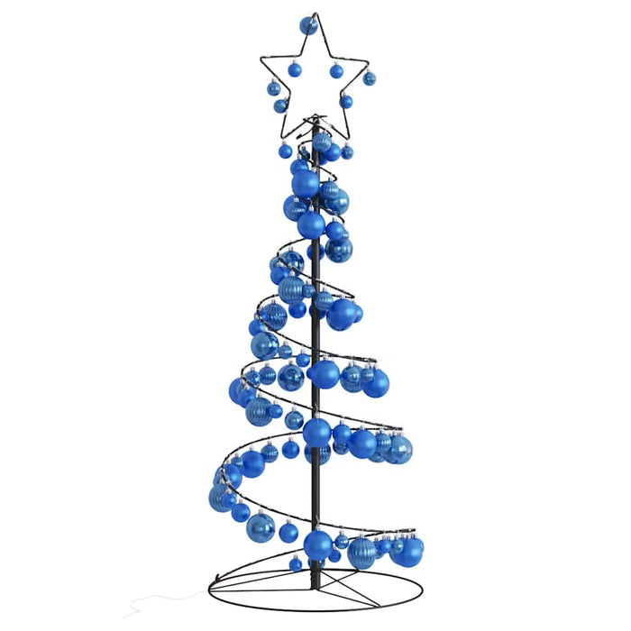 Albero di Natale a LED con Palline 80 LED Bianco Caldo 120 cm 3318552