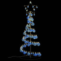 Albero di Natale a LED con Palline 80 LED Bianco Caldo 120 cm 3318552