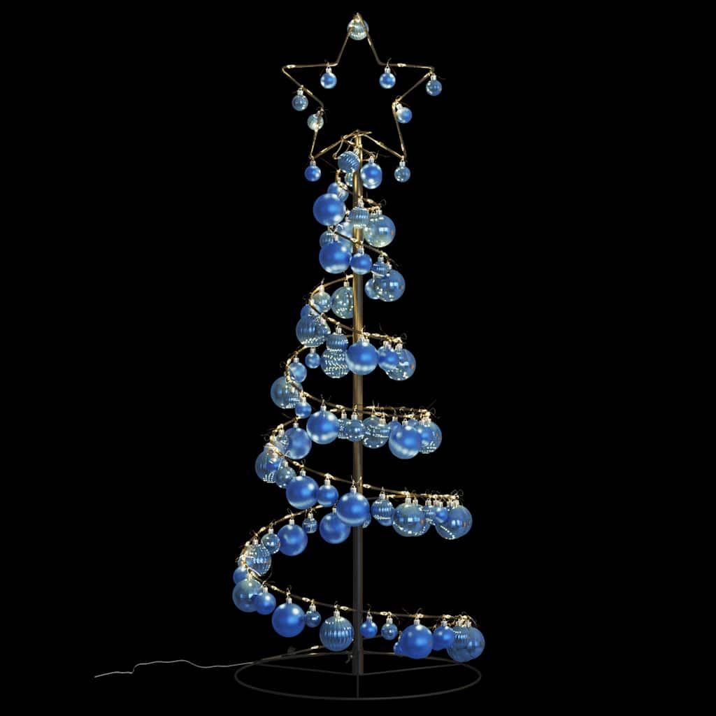 Albero di Natale a LED con Palline 80 LED Bianco Caldo 120 cm 3318552
