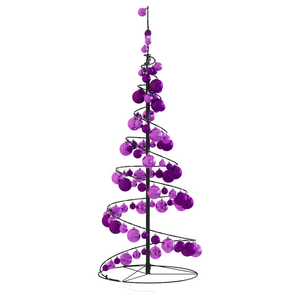 Albero di Natale a LED con Palline 80 LED Bianco Caldo 120 cm 3318553