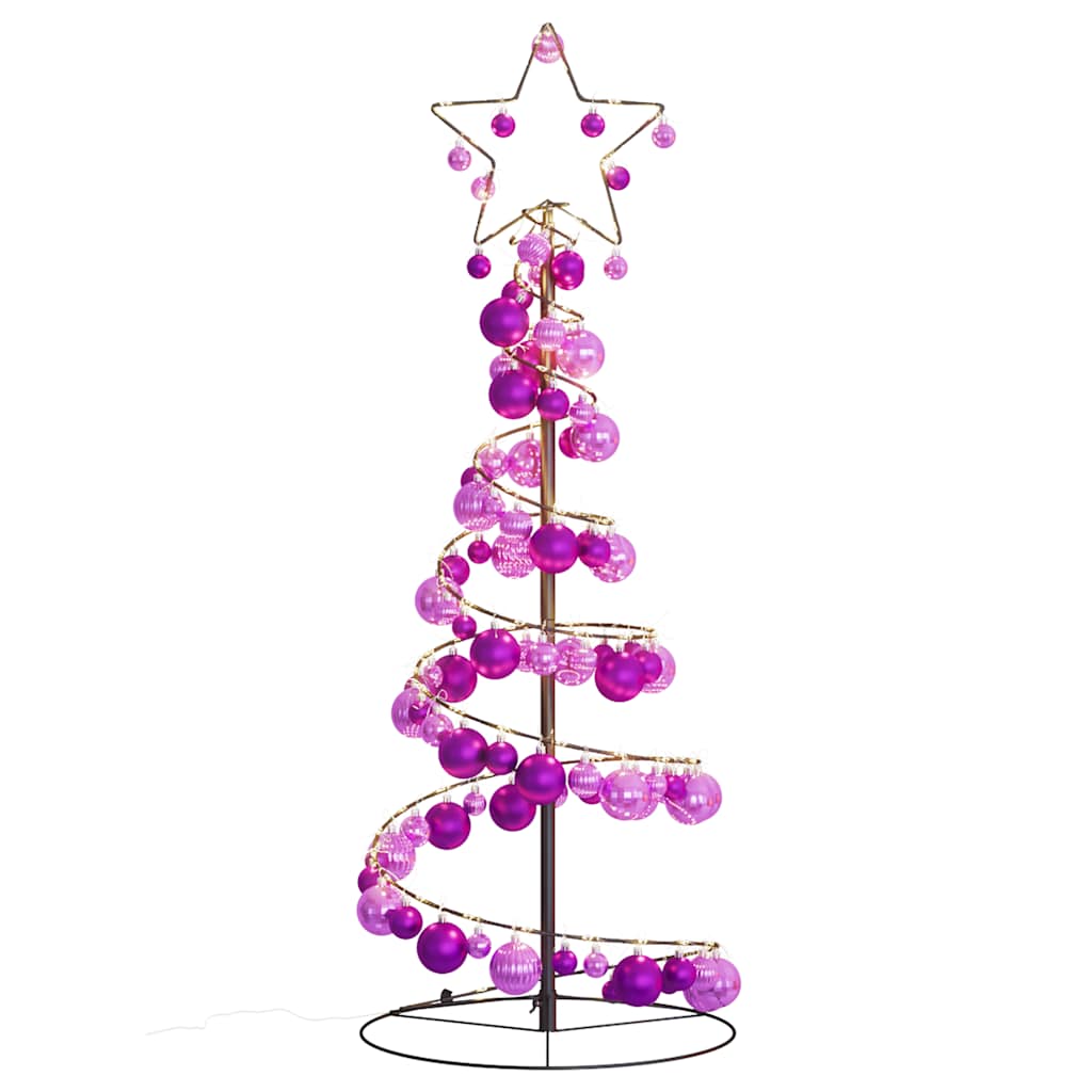 Albero di Natale a LED con Palline 80 LED Bianco Caldo 120 cm 3318553