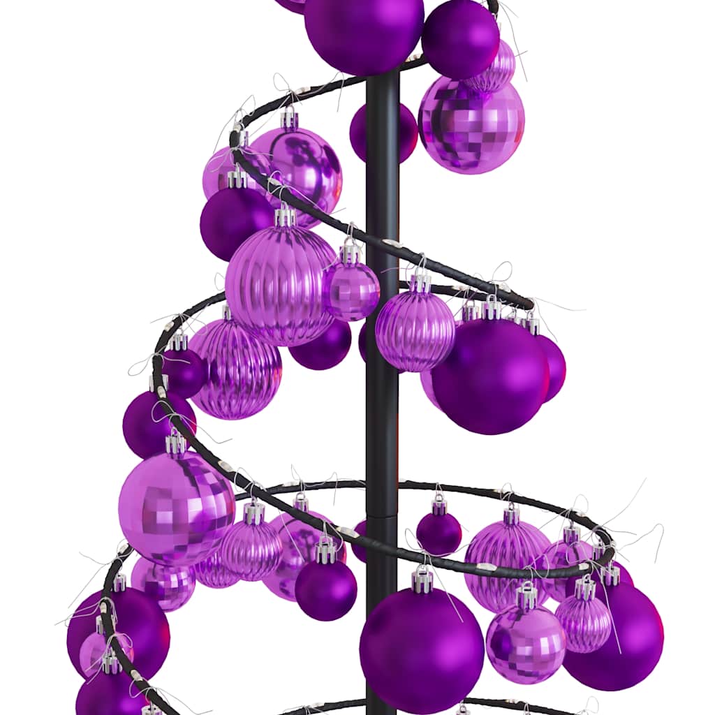 Albero di Natale a LED con Palline 80 LED Bianco Caldo 120 cm 3318553