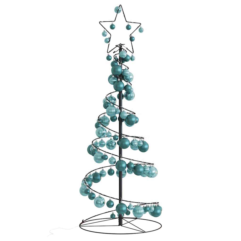 Albero di Natale a LED con Palline 80 LED Bianco Caldo 120 cm 3318554