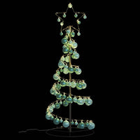 Albero di Natale a LED con Palline 80 LED Bianco Caldo 120 cm 3318554