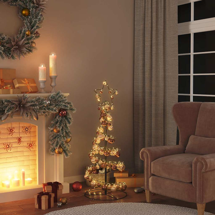 Albero di Natale a LED con Palline 80 LED Bianco Caldo 120 cm 3318556