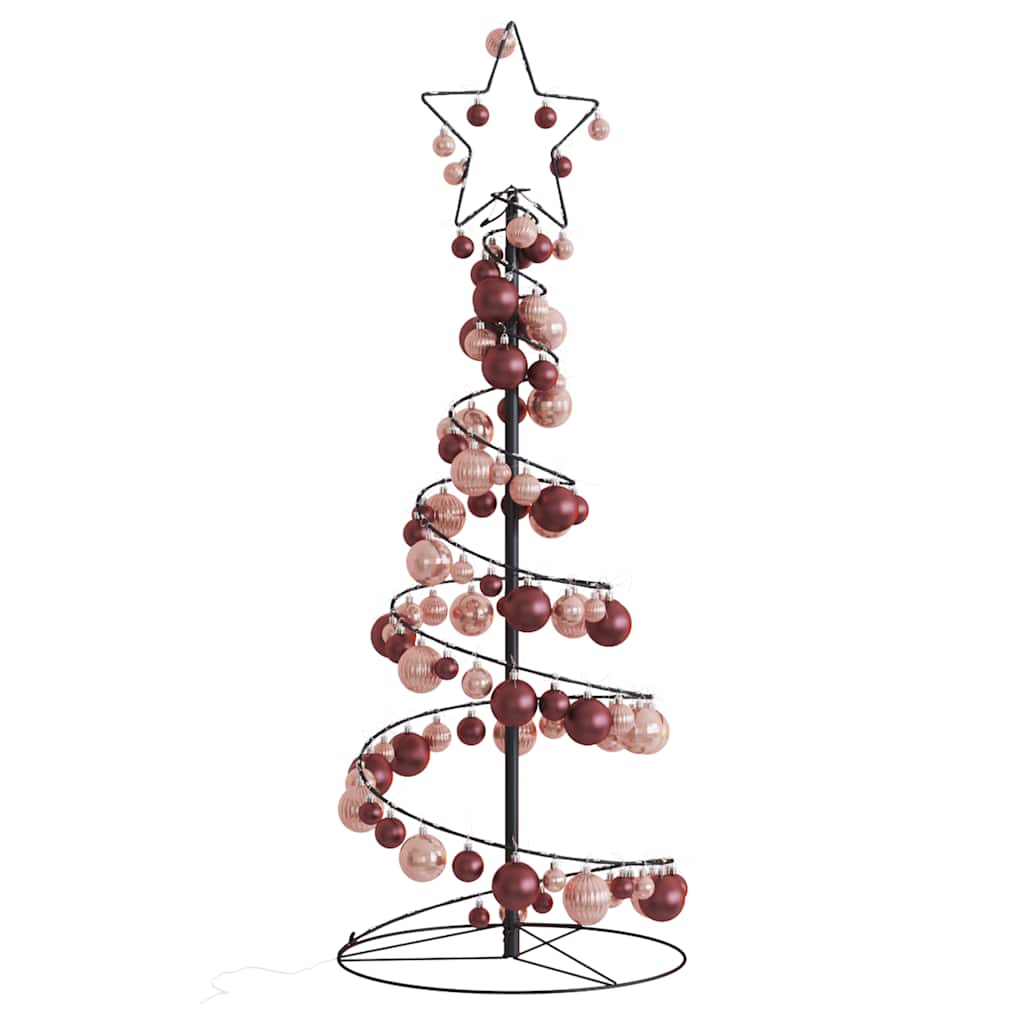 Albero di Natale a LED con Palline 80 LED Bianco Caldo 120 cm 3318556