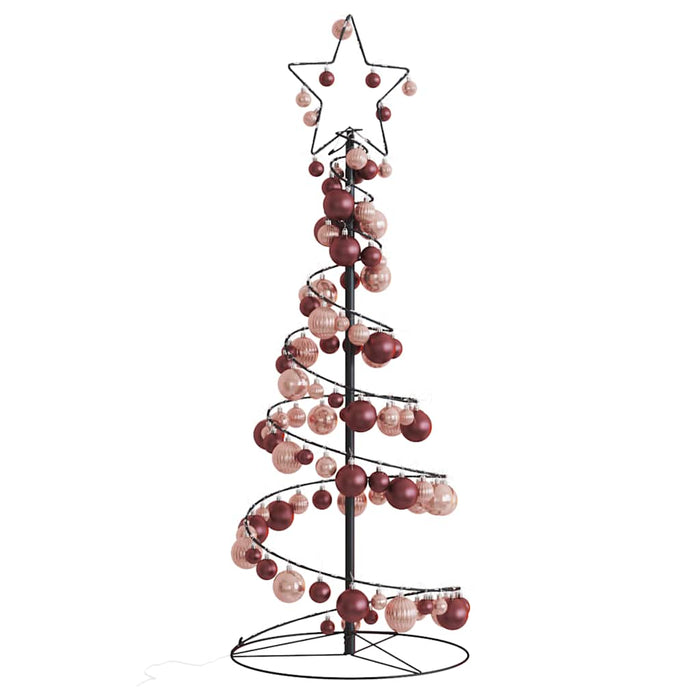 Albero di Natale a LED con Palline 80 LED Bianco Caldo 120 cm 3318556