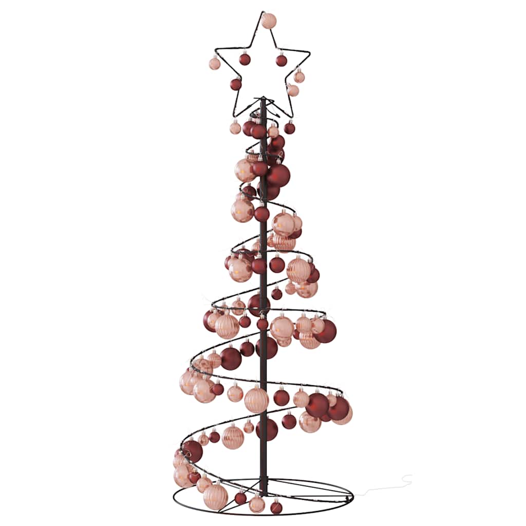 Albero di Natale a LED con Palline 80 LED Bianco Caldo 120 cm 3318556