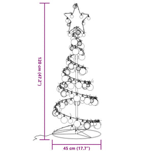 Albero di Natale a LED con Palline 80 LED Bianco Caldo 120 cm 3318556