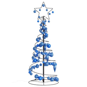 Albero di Natale a LED con Palline 80 LED Bianco Caldo 120 cm 3318558