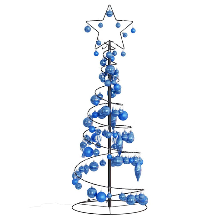 Albero di Natale a LED con Palline 80 LED Bianco Caldo 120 cm 3318558