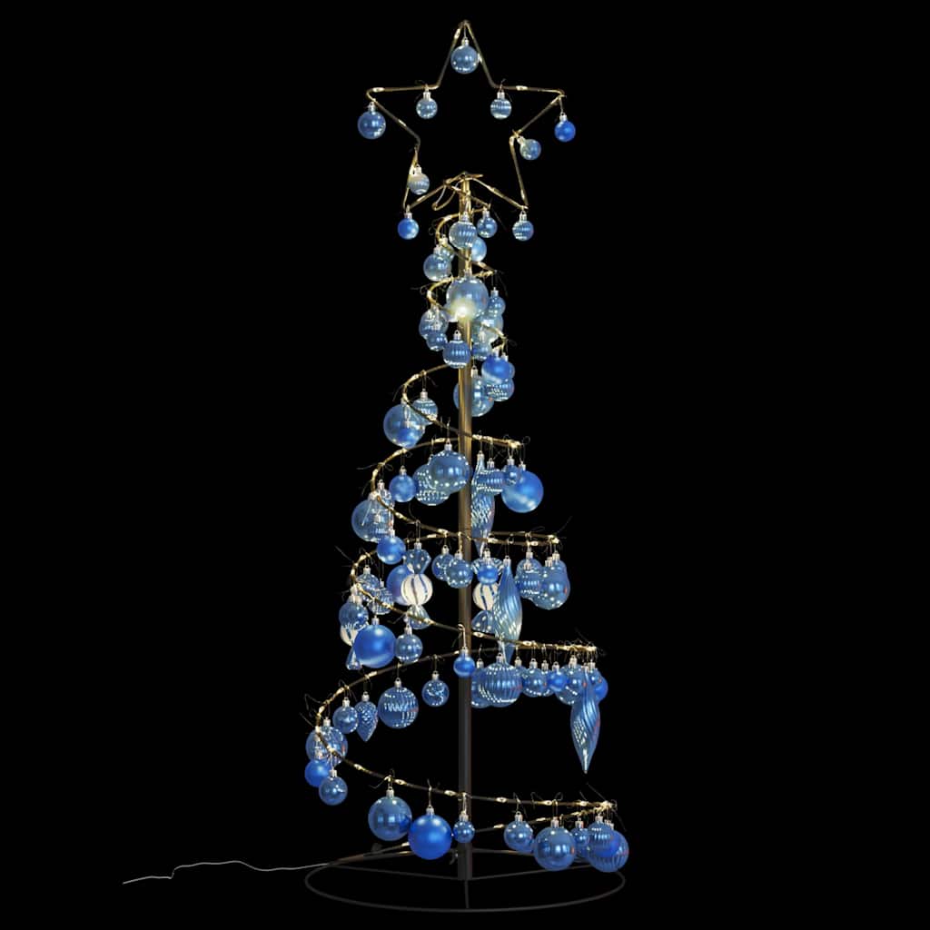 Albero di Natale a LED con Palline 80 LED Bianco Caldo 120 cm 3318558