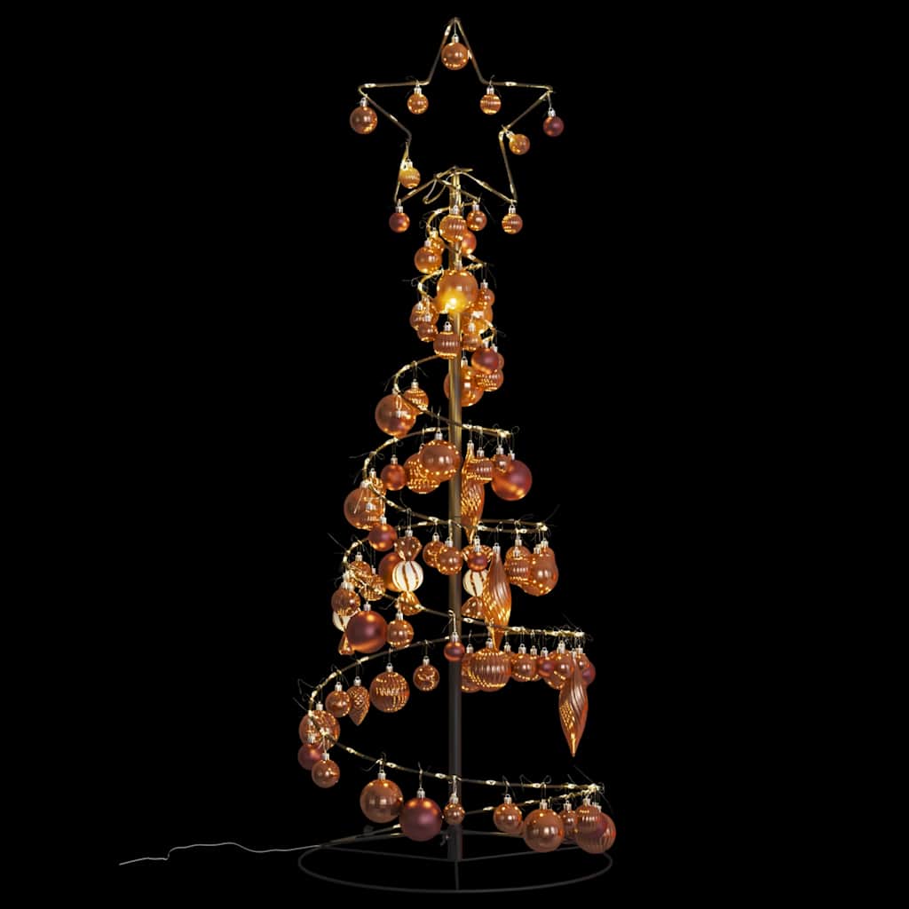 Albero di Natale a LED con Palline 80 LED Bianco Caldo 120 cm 3318559