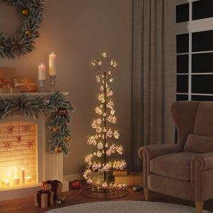 Albero di Natale a LED con Palline 100 LED Bianco Caldo 150 cm 3318563