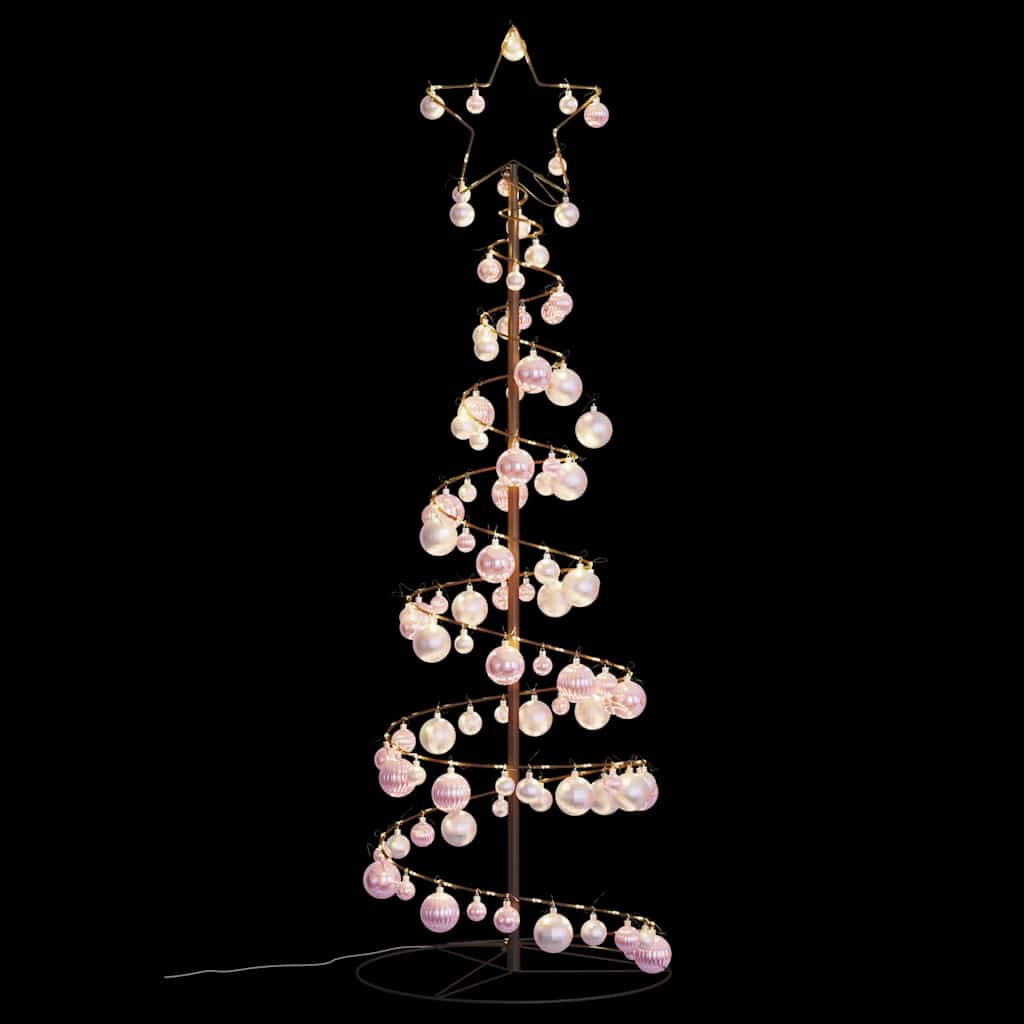 Albero di Natale a LED con Palline 100 LED Bianco Caldo 150 cm