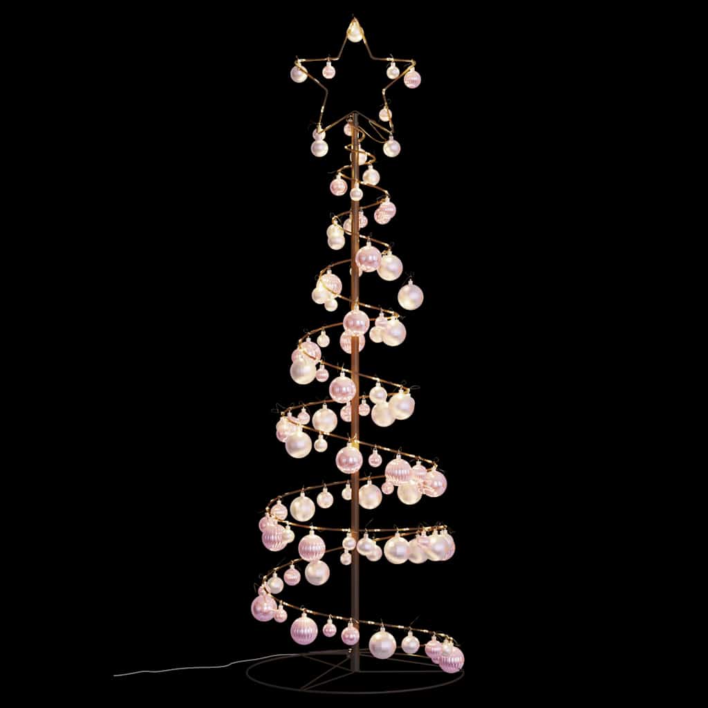 Albero di Natale a LED con Palline 100 LED Bianco Caldo 150 cm 3318563