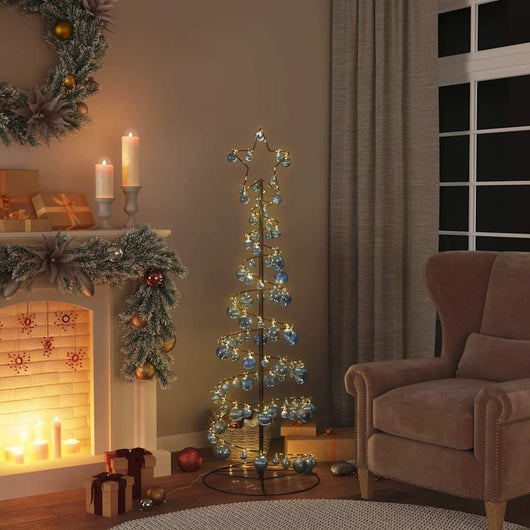 Albero di Natale a LED con Palline 100 LED Bianco Caldo 150 cm 3318564