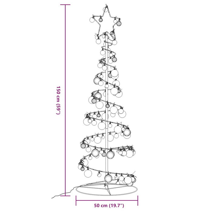 Albero di Natale a LED con Palline 100 LED Bianco Caldo 150 cm 3318565