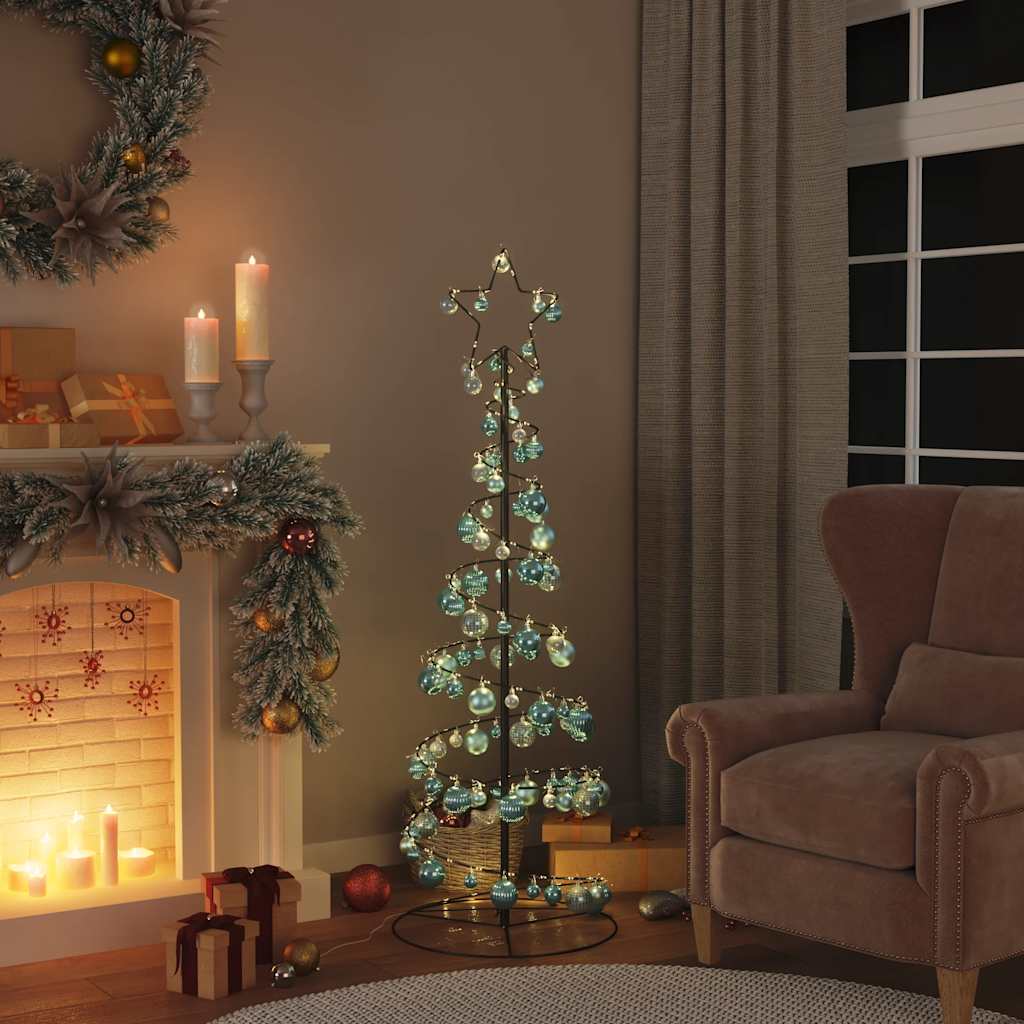 Albero di Natale a LED con Palline 100 LED Bianco Caldo 150 cm 3318566