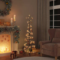 Albero di Natale a LED con Palline 100 LED Bianco Caldo 150 cm 3318568