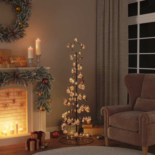 Albero di Natale a LED con Palline 100 LED Bianco Caldo 150 cm 3318568