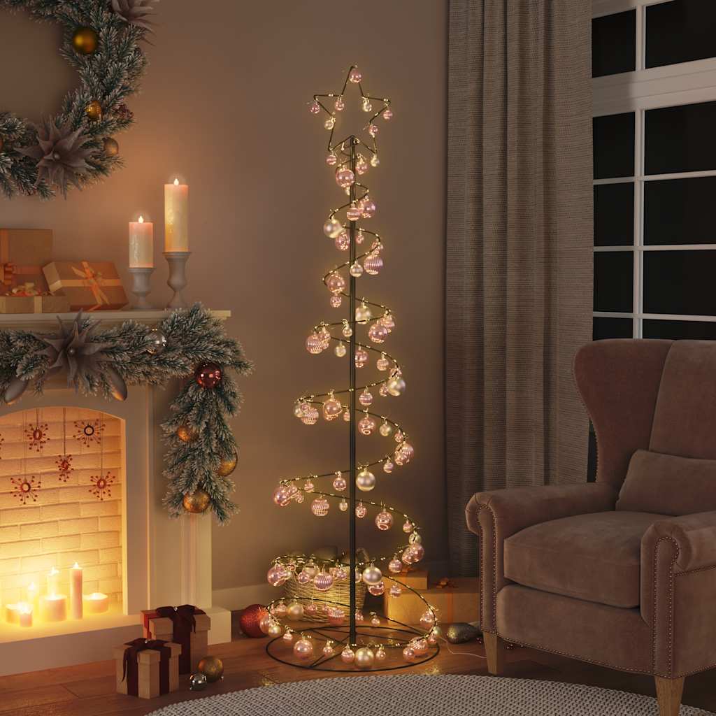 Albero di Natale a LED con Palline 120 LED Bianco Caldo 180 cm 3318575