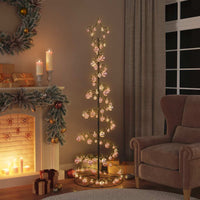 Albero di Natale a LED con Palline 120 LED Bianco Caldo 180 cm 3318575
