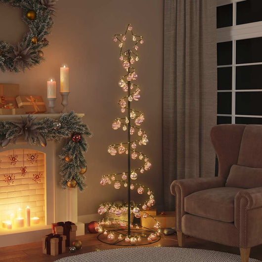 Albero di Natale a LED con Palline 120 LED Bianco Caldo 180 cm 3318575