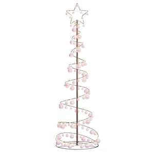 Albero di Natale a LED con Palline 120 LED Bianco Caldo 180 cm 3318575