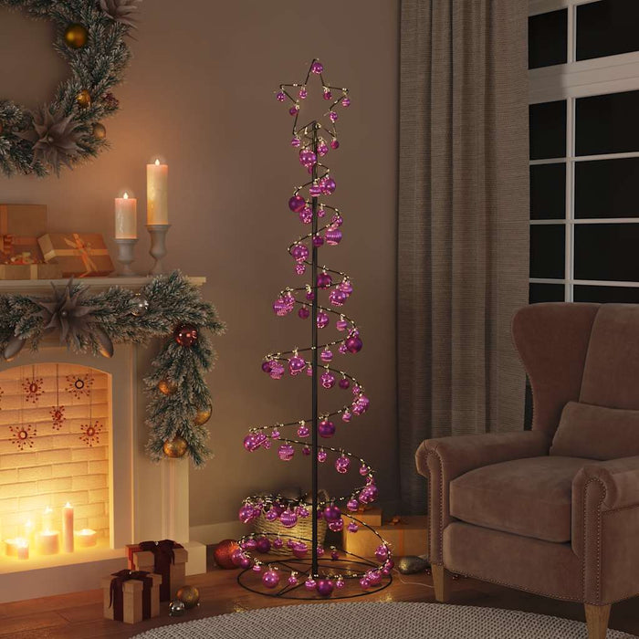 Albero di Natale a LED con Palline 120 LED Bianco Caldo 180 cm 3318577