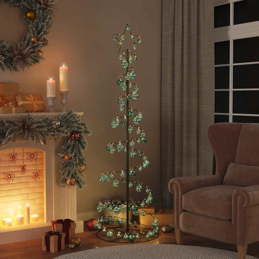 Albero di Natale a LED con Palline 120 LED Bianco Caldo 180 cm 3318578