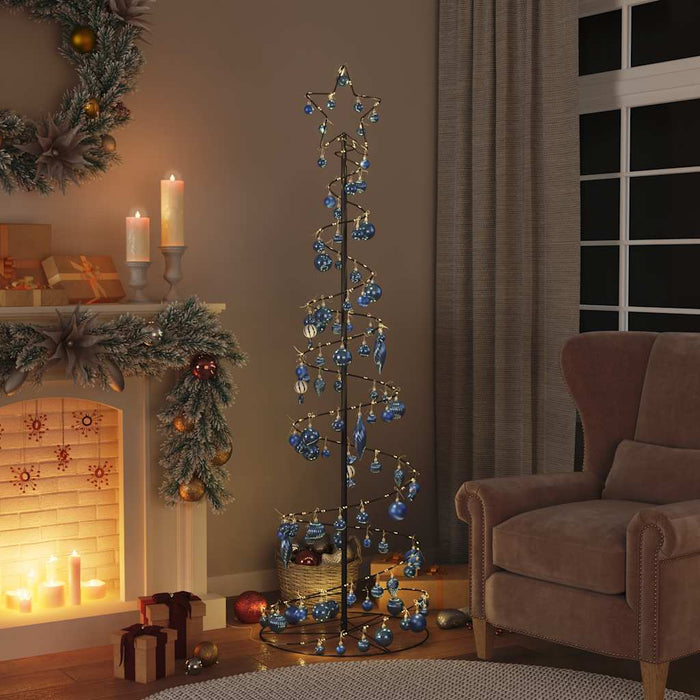 Albero di Natale a LED con Palline 120 LED Bianco Caldo 180 cm 3318582