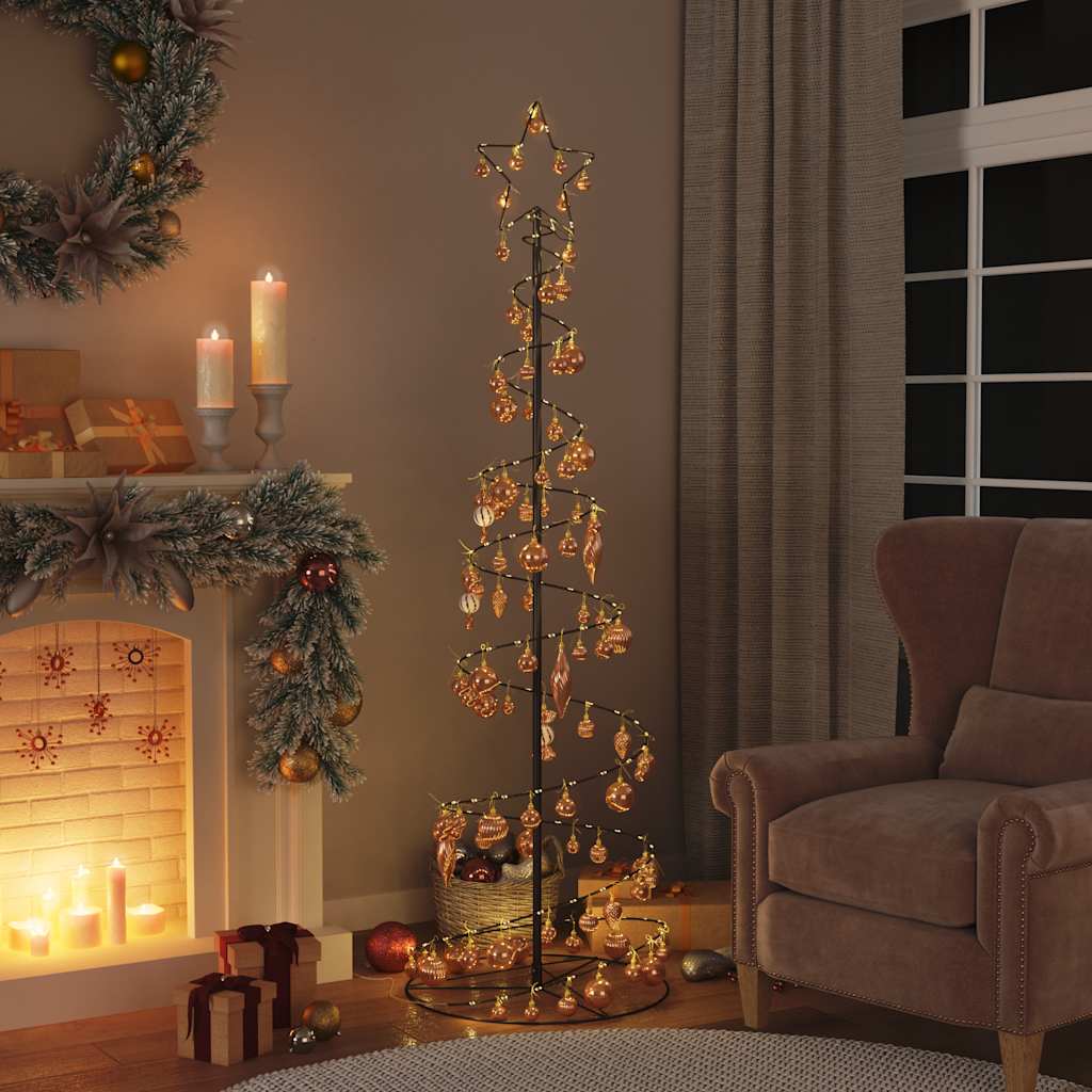 Albero di Natale a LED con Palline 120 LED Bianco Caldo 180 cm 3318584
