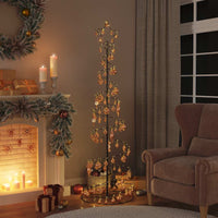 Albero di Natale a LED con Palline 120 LED Bianco Caldo 180 cm 3318584
