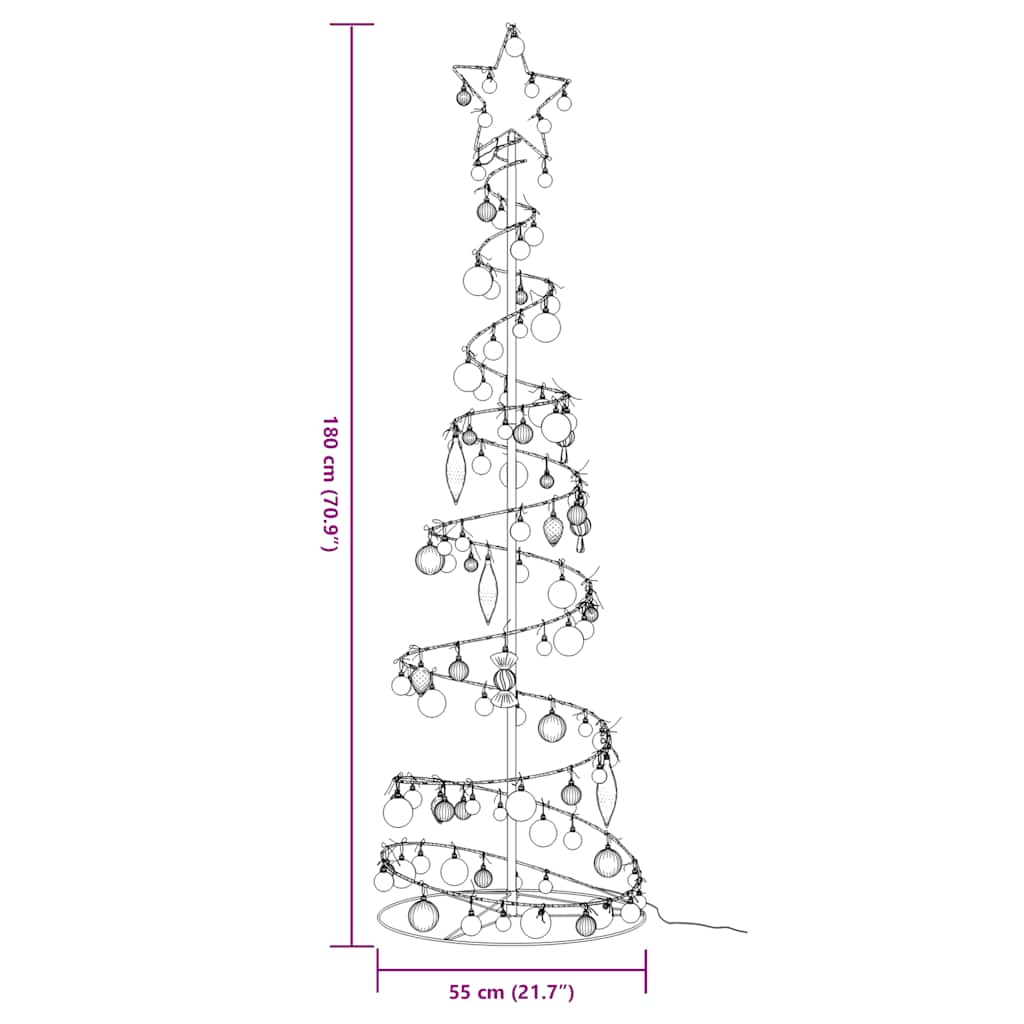 Albero di Natale a LED con Palline 120 LED Bianco Caldo 180 cm 3318584