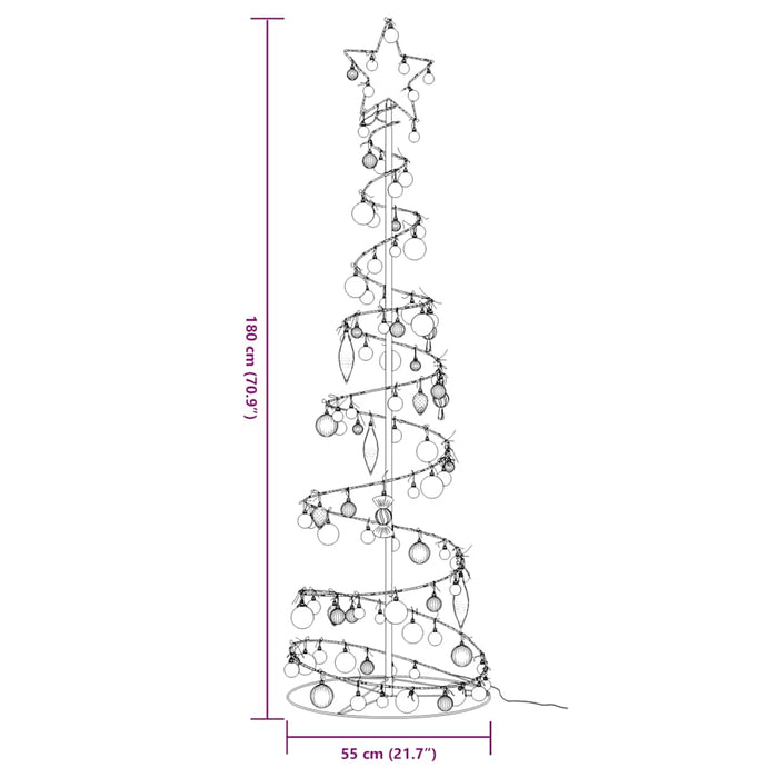Albero di Natale a LED con Palline 120 LED Bianco Caldo 180 cm 3318584