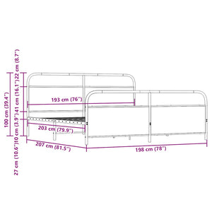 Giroletto senza Materasso in Metallo-Struttura Letto Rovere Sonoma 193x203 cm 653408
