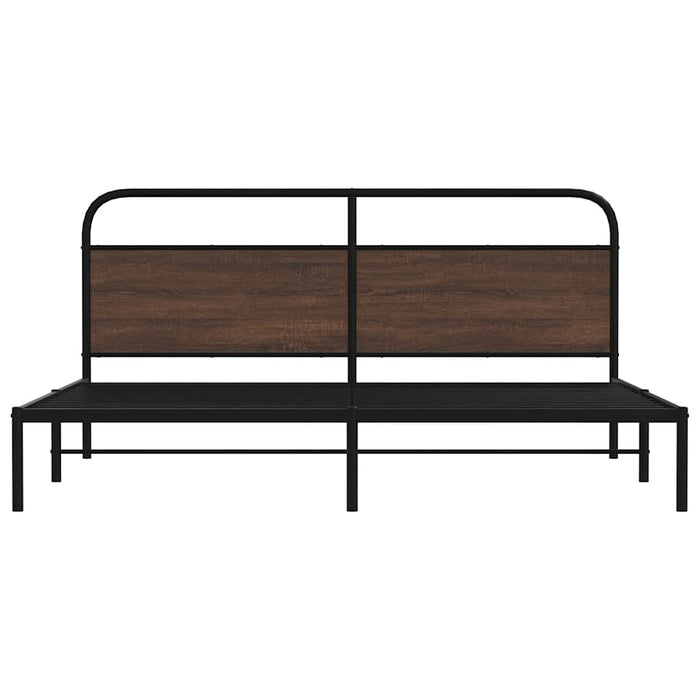 vidaXL Giroletto senza Materaso in Metallo Rovere Marrone 183x213 cm