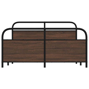 vidaXL Giroletto senza Materaso in Metallo Rovere Marrone 150x200 cm