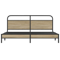 vidaXL Giroletto senza Materaso in Metallo Rovere Fumo 180x200 cm