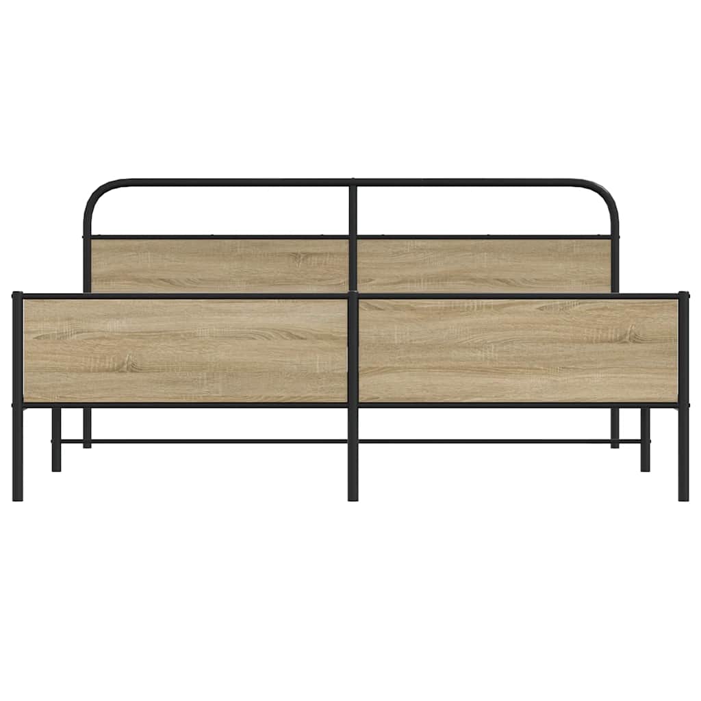 vidaXL Giroletto senza Materaso in Metallo Rovere Fumo 183x213 cm