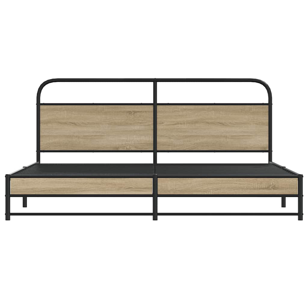 vidaXL Giroletto senza Materaso in Metallo Rovere Fumo 183x213 cm