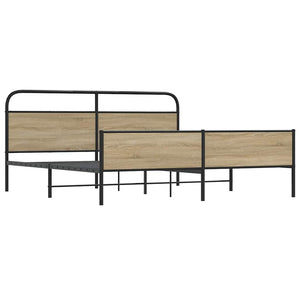 vidaXL Giroletto senza Materaso in Metallo Rovere Fumo 193x203 cm