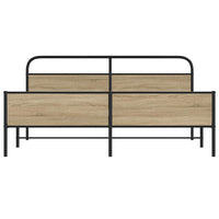 vidaXL Giroletto senza Materaso in Metallo Rovere Fumo 193x203 cm