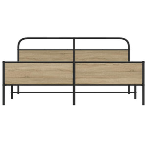 vidaXL Giroletto senza Materaso in Metallo Rovere Fumo 193x203 cm