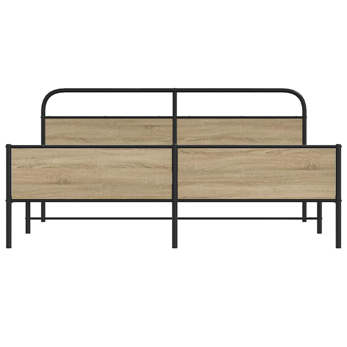 vidaXL Giroletto senza Materaso in Metallo Rovere Fumo 193x203 cm