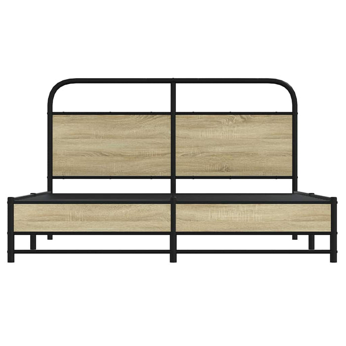 vidaXL Giroletto senza Materaso in Metallo Rovere Sonoma 160x200 cm