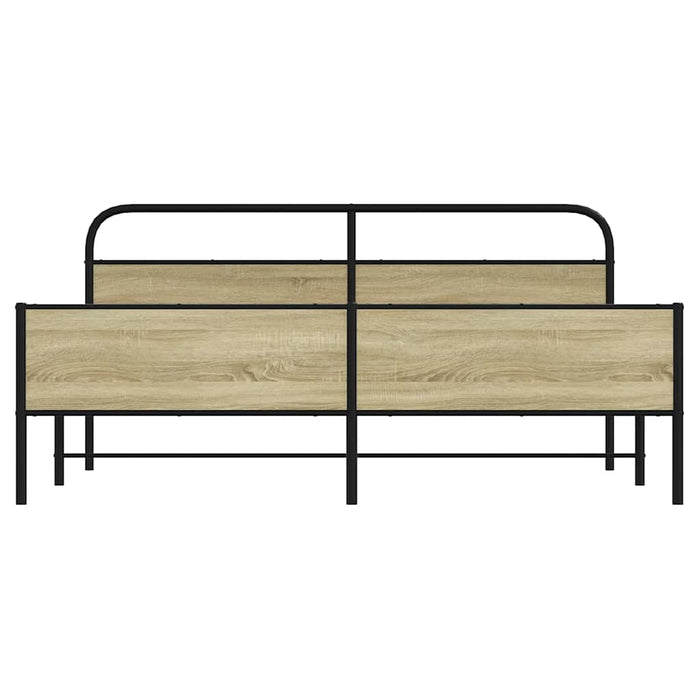 vidaXL Giroletto senza Materaso in Metallo Rovere Sonoma 180x200 cm