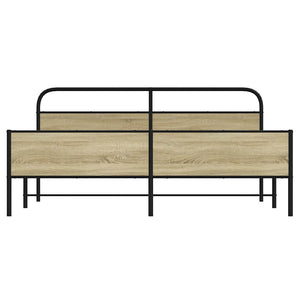 vidaXL Giroletto senza Materaso in Metallo Rovere Sonoma 183x213 cm